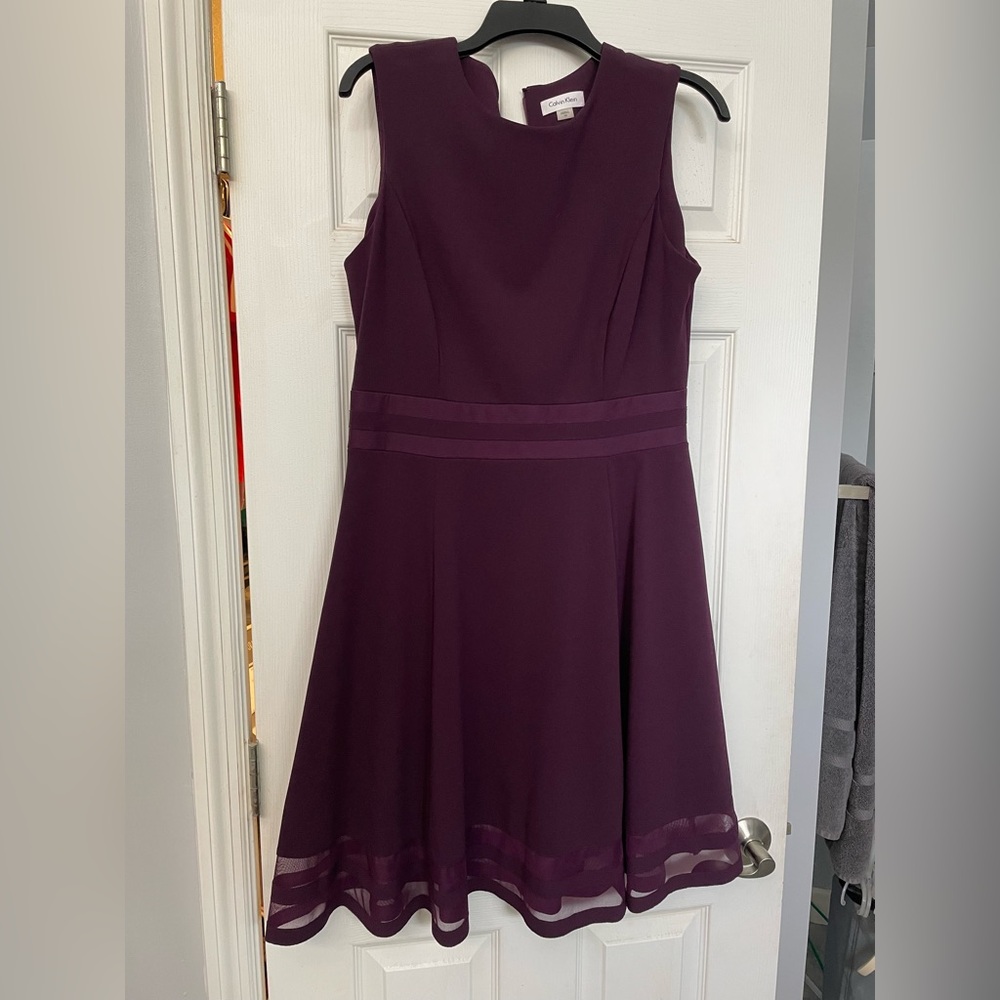 EUC Calvin Klein burgundy skater dress sleeveless
